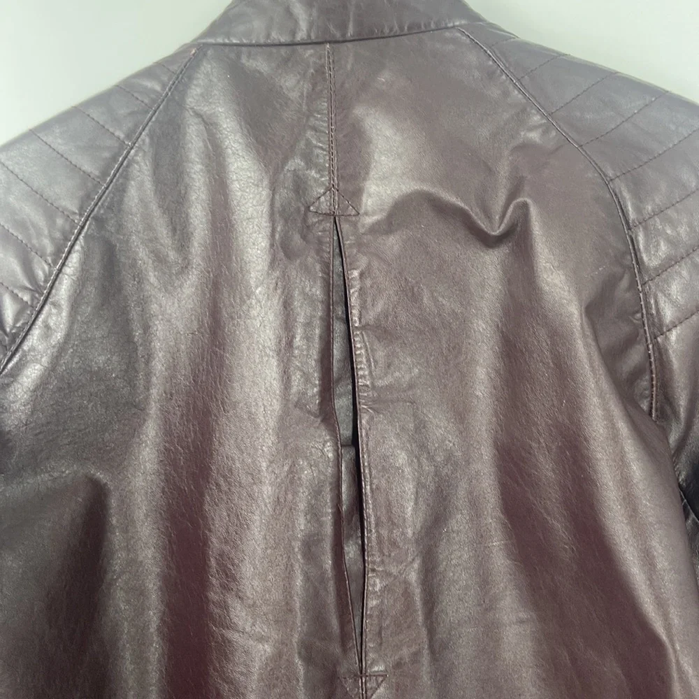 Brown leather zip front bomber jacket size 38 - Picture 10 of 16